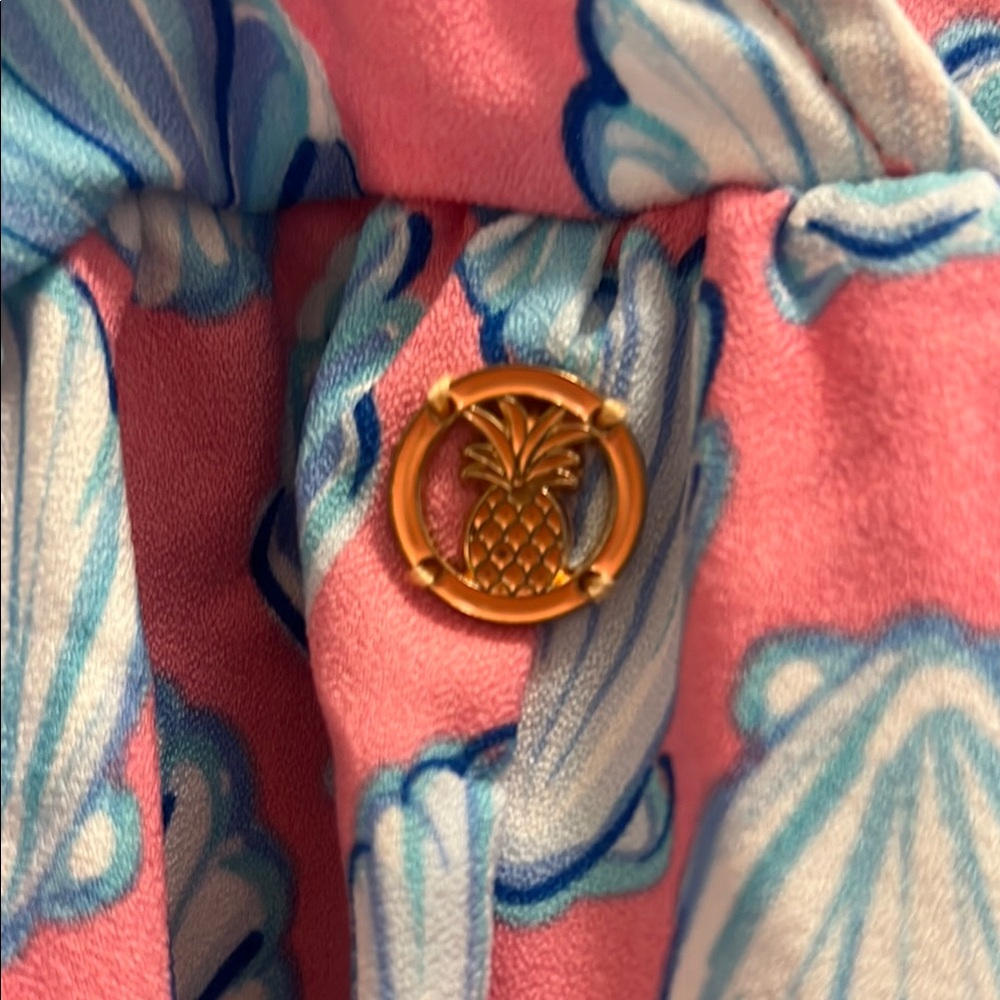 Pink and Blue Shell Print Dress - Picture 6 of 7